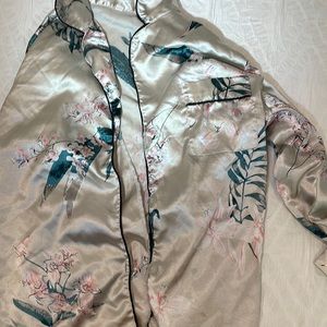 Satin pj button up